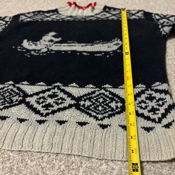 Vintage Ralph Lauren Hand Knit Sweater M Cotton Linen Canoe 90s Mock Turtleneck - Picture 4 of 8